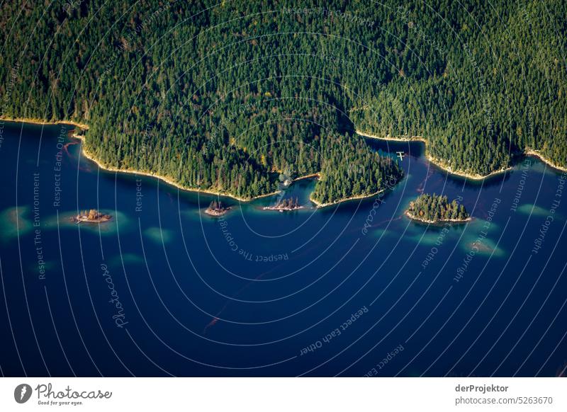 Eibsee lake in Bavaria seen from Zugspitze III Contentment lake landscape Blue Adventure nature conservation Tourism Vacation & Travel Panorama (View) Trip