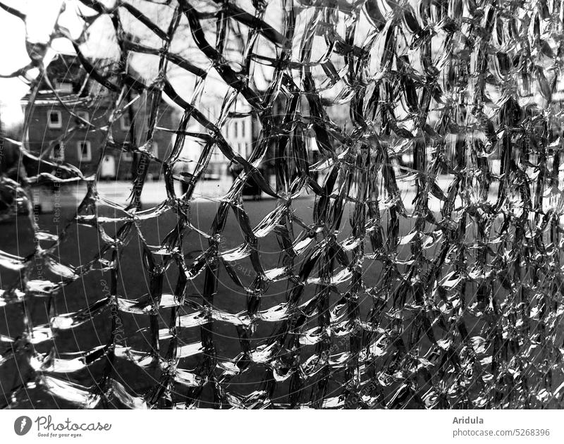 Broken and Shattered Glass Pane Stock Image - Image of crime