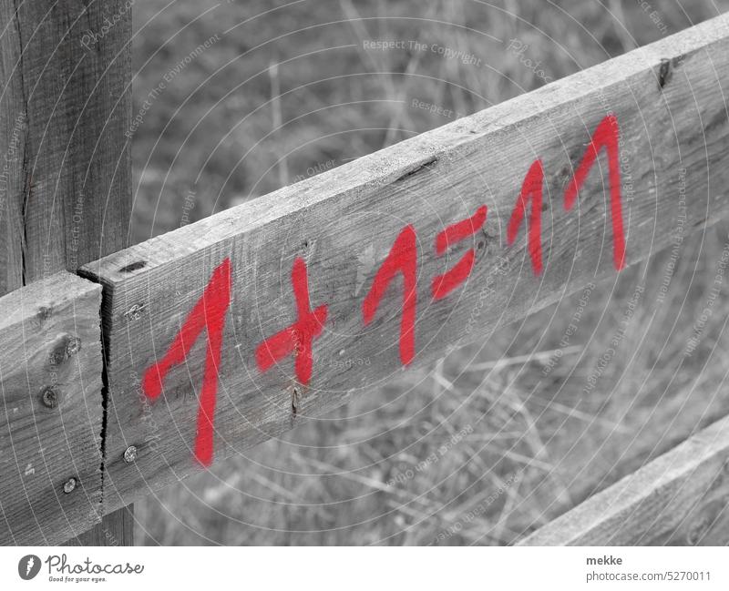 Math à la Pippi Longstocking figures Digits and numbers equation Calculation digit Fence Red addition Plus Invoice Mathematics False Signs and labeling Numbers
