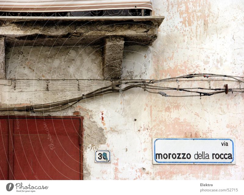 via morozzo della rocca no. 3x Facade Balcony Cable Door Plaster Building House (Residential Structure) House number Street 30 Derelict Gate Alley