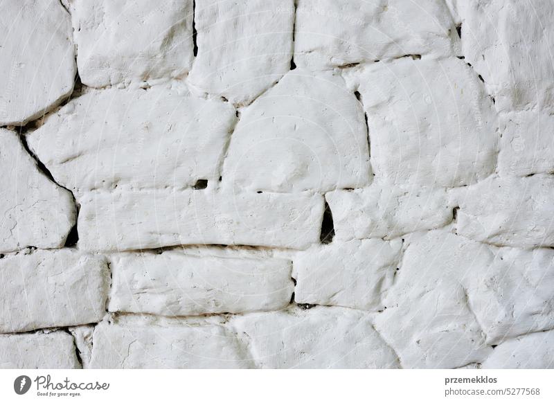 Abstract Rectangular White Interior Wall Texture. Whitewashed Old