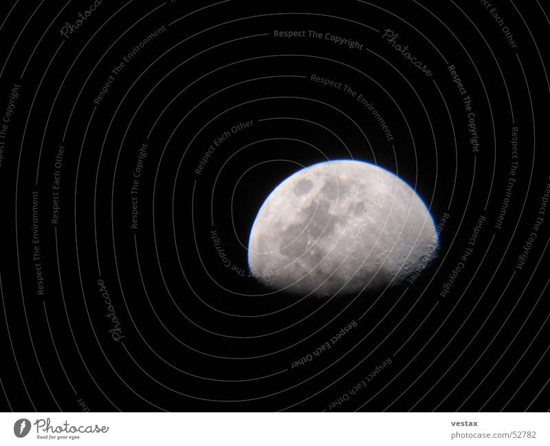 The moon has risen Half moon Night Dark Gray Black Telescope Moon Stars