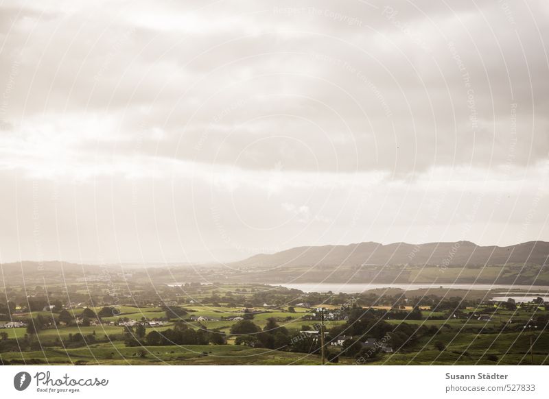 Green Island Meadow Field Hill Coast Lake Village House (Residential Structure) Wild Ireland sligo Sky Colour photo Exterior shot Day Light Long shot