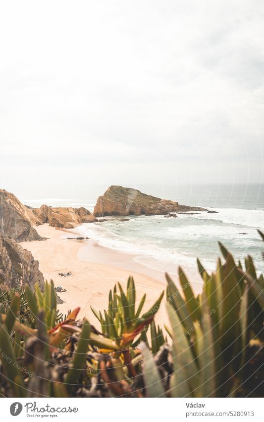 View of Alteirinhos Beach near Zambujeira do Mar, Odemira region, western Portugal. Wandering along the Fisherman Trail, Rota Vicentina alteirinhos beach