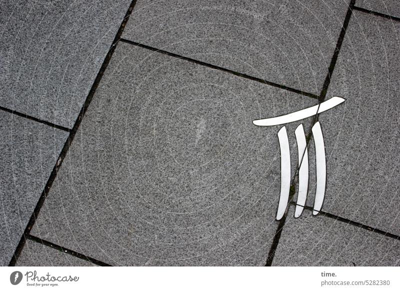 MainFux | Riddle of the Urban Paving tiles Sign urban strokes lines Strange Puzzle Sundial Concrete slabs Tourist Attraction Function Bird's-eye view Shadow