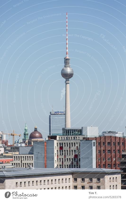 Skyline Berlin portrait Television tower Colour photo Architecture Berlin TV Tower Capital city Town Downtown Tourist Attraction Landmark Exterior shot Germany