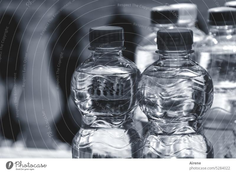 scarce resource Drinking water Water Bottle plastic bottle bottled water scarcity Thirst Beverage Deposit bottle Reflection Chilled refreshingly invigorating