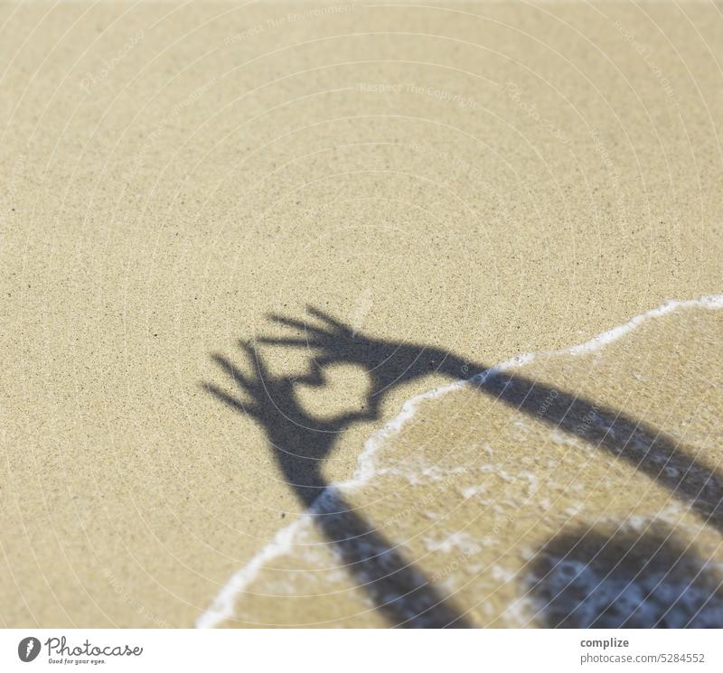 A heart on the beach - beach love finger heart Heart Beach Love Heart sign heart-shaped hand form a heart hand heart Water Waves bank Vacation & Travel In love