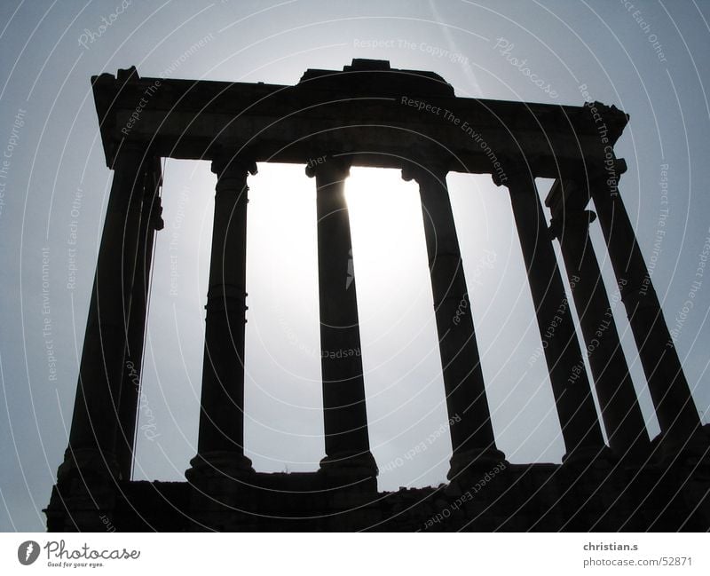 Temple of Saturn. Rome Deities Ancient Sky Italy Back-light Novel Europe Historic House of worship Römerberg backlight Forum Romano gods history sun