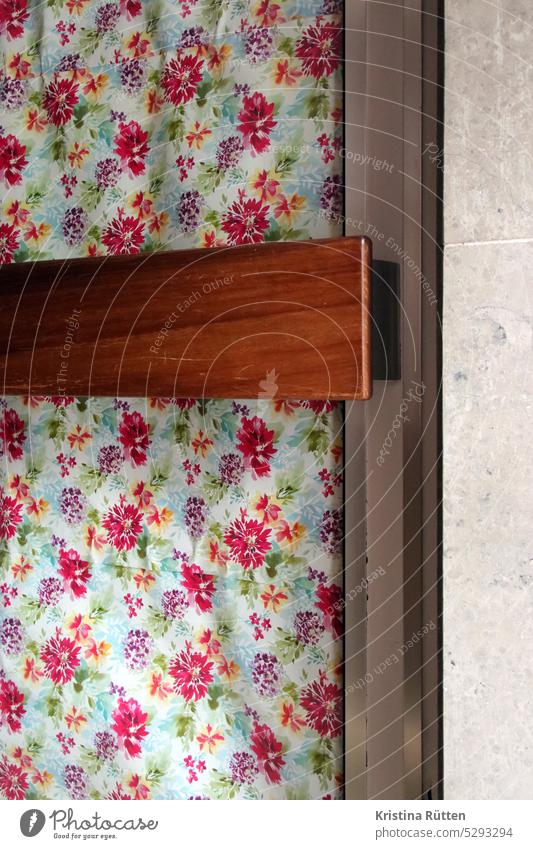 floral privacy screen door Entrance Glass door Gift wrapping Paper flowers little flowers Screening masked pasted up forsake sb./sth. Closed Renovation