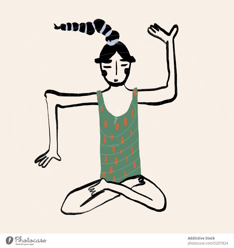 Balance yoga pose cartoon illustration vector free download