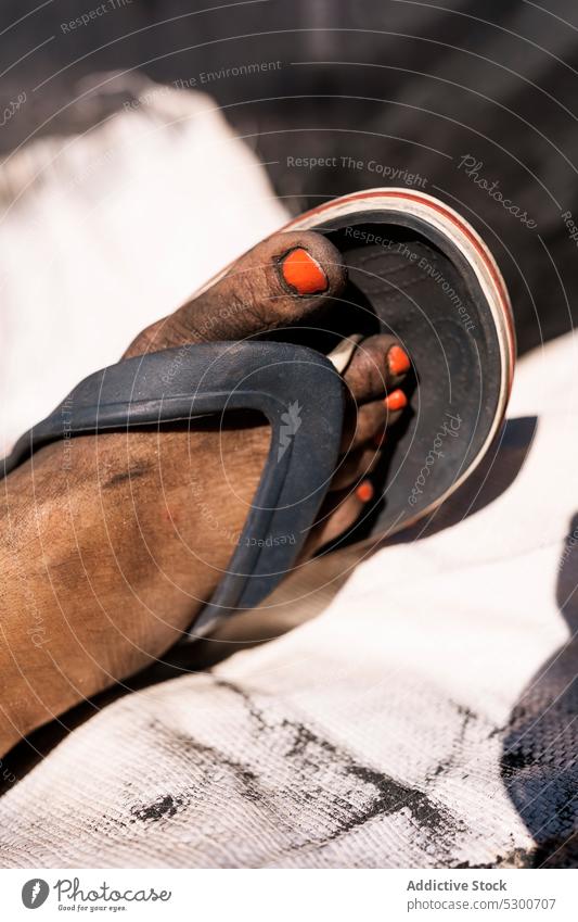 Woman Wearing Flip Flops Stock Photo, Picture and Royalty Free