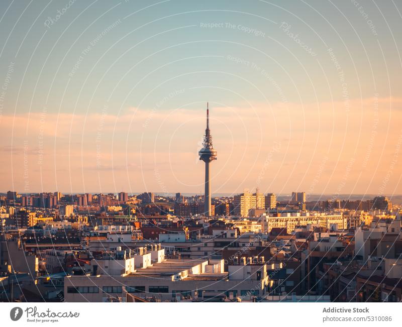 Drone view of city with buildings architecture residential road cityscape street exterior facade structure urban district construction town house roof modern