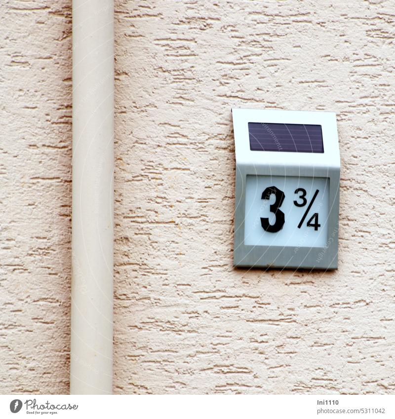 MainFux |Solar house number light 3 3/4 house facade Facade roughcast Glass solar panel Advancement house number plate House number light Sunlight supercharging