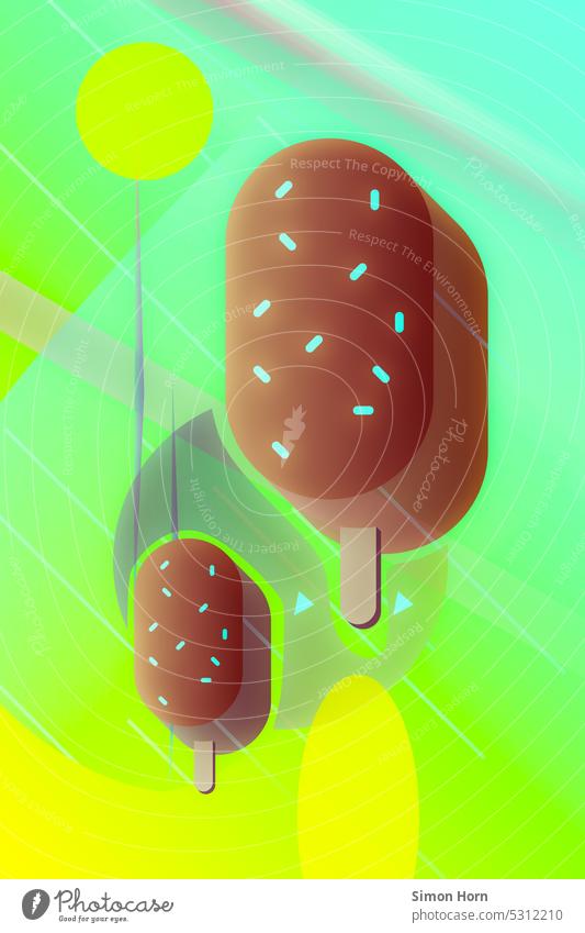 Popsicle - illustration Ice Illustration ice on a stick cooling Refreshment Cold Summer lap Melt Ice cream Delicious variegated Food striking Summertime