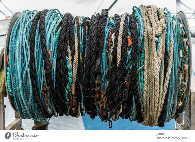 Fishing ropes fishing Lake River Net Harbour Fisherman Catch Baltic Sea North Sea Ocean Water coast Fishing (Angle) Tradition Muddled Work and employment