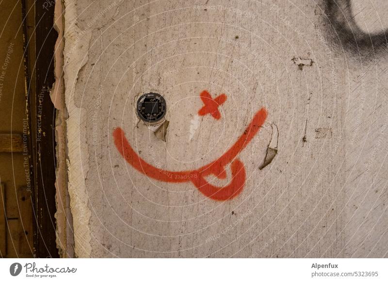 Smile | Lost Land Love II Smiley Smiling Smiley face Funny Happiness lost places Optimism Face Colour photo Graffiti Ruin Transience Ravages of time Change