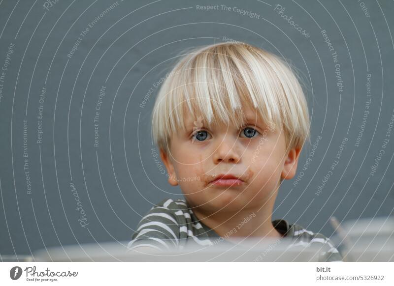 It was delicious ll Child Infancy Joy Happy Smiling portrait Human being Cute Face Looking Small Boy (child) bub Mouth Neutral Background Cheerful smudged