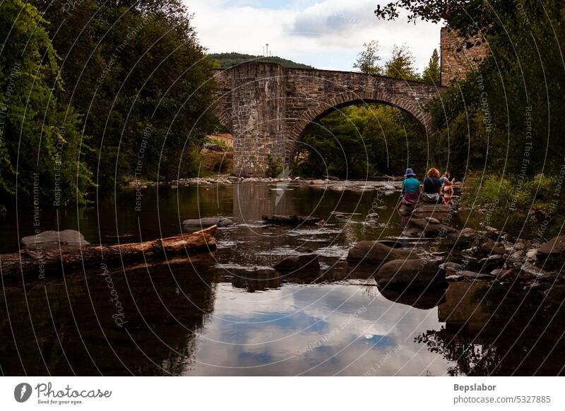 Pilgrim's way to Santiago, Zubiri, medieval bridge called Puente de la Rabia, Navarra pilgrimage navarre tradition nature water trail zubiri old outdoors