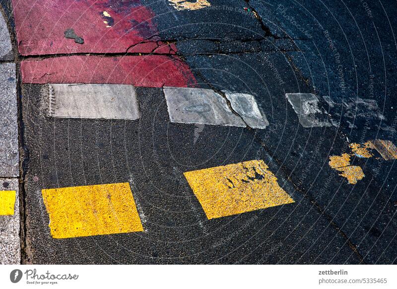 Road marking again Turn off Asphalt car Corner Lane markings Driving Bicycle Cycle path holidays locomotion Direct Main street Clue edge Curve Line Left navi