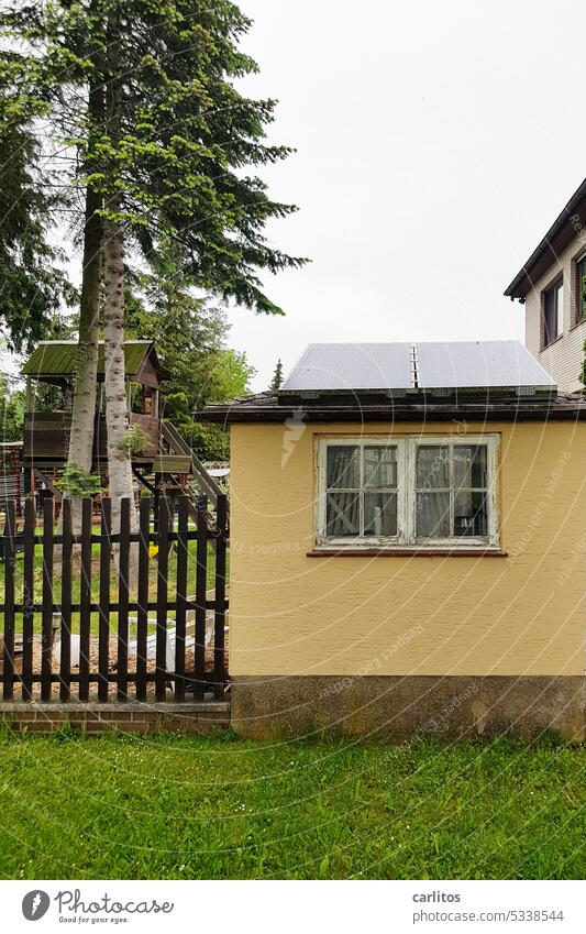 Where there is a will .....  | Small house with photovoltaic system House (Residential Structure) Building outbuilding extension photovoltaics PV element