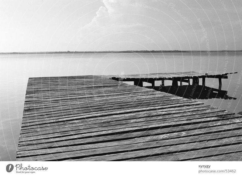 Silence II Wood Calm Footbridge Lake Ocean Relaxation Vacation & Travel Water Mexico Nature Black & white photo