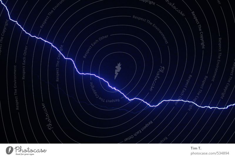 Lightning Thunder Weather Nature Night sky Bad weather Storm Gale Thunder and lightning Berlin Authentic Colour photo Exterior shot Deserted