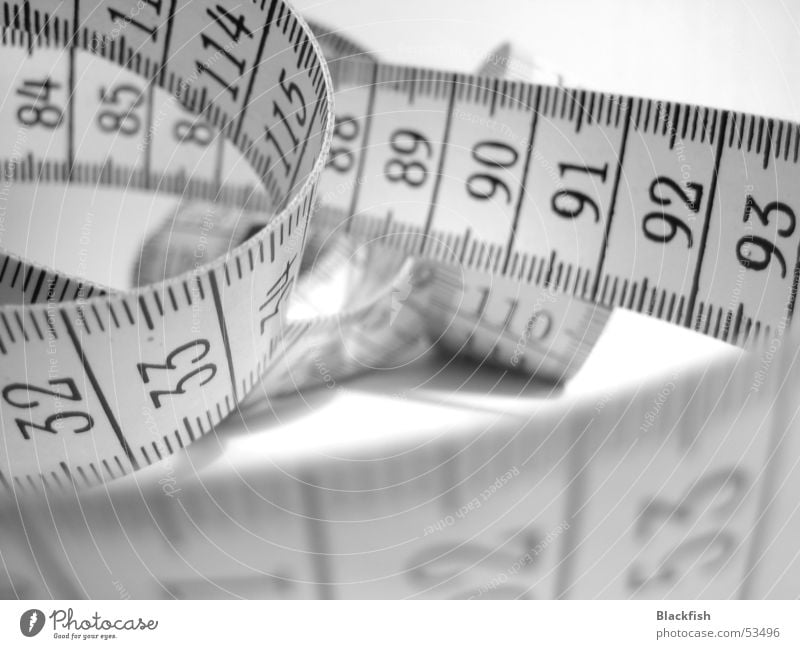 The Women's Scare Digits and numbers Tape measure Tailor Sewing Black White Fat Thin Diet Appetite Length Off-the-rack Size Large Small Macro (Extreme close-up)