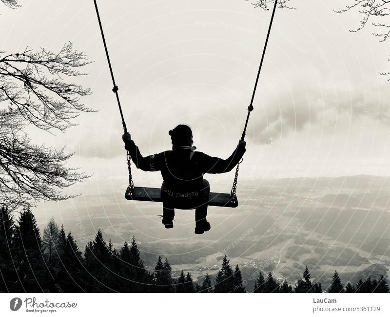 Pure freedom - swing *500* meters above zero Swing To swing Departure Flying be free Freedom Sense of freedom out Tall height With verve Ease weightless