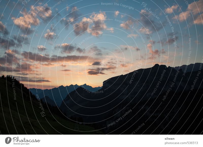 multi-layered mountain world #2 Nature Landscape Sky Clouds Sunrise Sunset Autumn Mountain Peak Illuminate Dream Dark Far-off places Beautiful Blue Orange Black