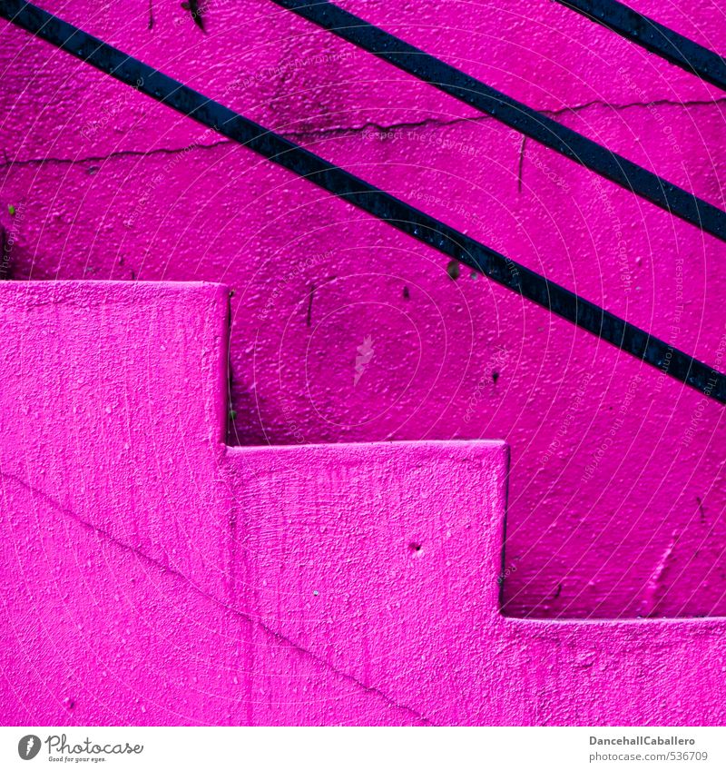 step design Wall (barrier) Wall (building) Stairs Line Stripe Sharp-edged Happiness Hip & trendy Uniqueness Above Clean Under Pink Black Upward Downward