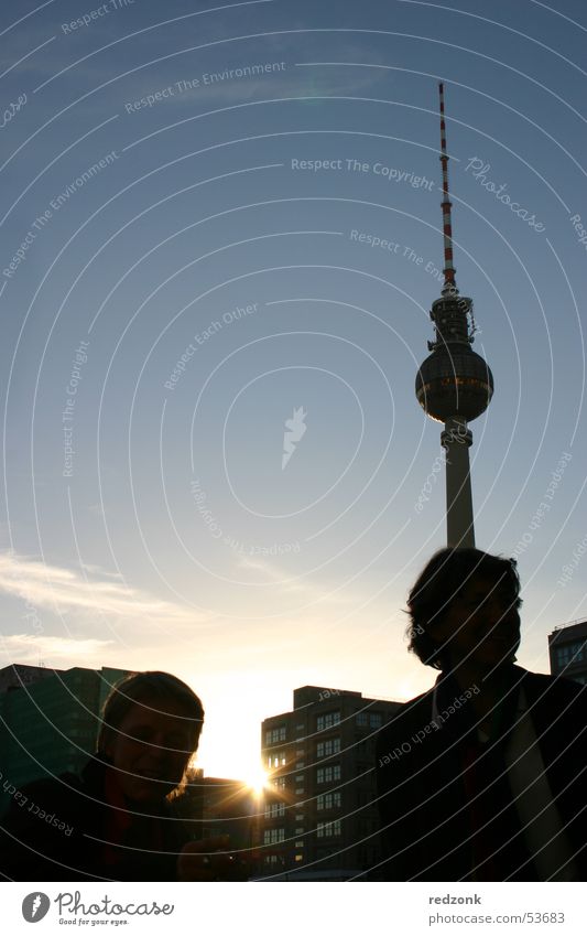 Berlin.television tower Style Sun Human being Television Tower Sphere Blue Alexanderplatz Sunset Broacaster Berlin TV Tower Radio (broadcasting) Back-light