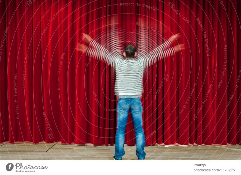 improv motion blur Artificial light Movement Red Drape Stage 1 Adults Man Human being Improvise Jeans Stage play Exceptional Event Entertainment Improvisation