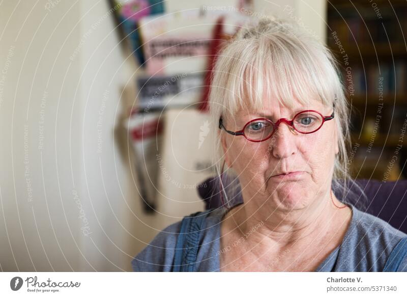 Mainfux | Surprised! Human being Woman Eyeglasses portrait of a woman Adults Face Head Looking naturally astonished Face of a woman Downward Feminine