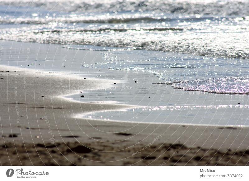 beach walk coast Water Sandy beach Summer Beach Wave action ocean Ocean Waves Surface of water wave Vacation & Travel North Sea Relaxation Contentment Nature