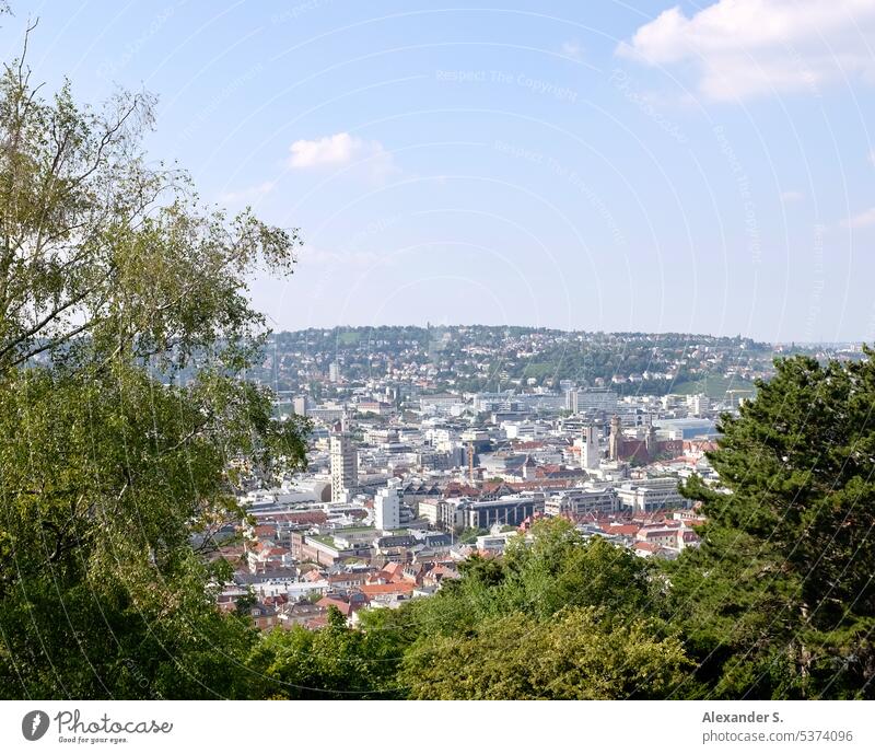 View of Stuttgart-Mitte, in the background Stuttgart-Nord Stuttgart East panorama Panorama (View) panoramic view Town Forest Landscape Vantage point