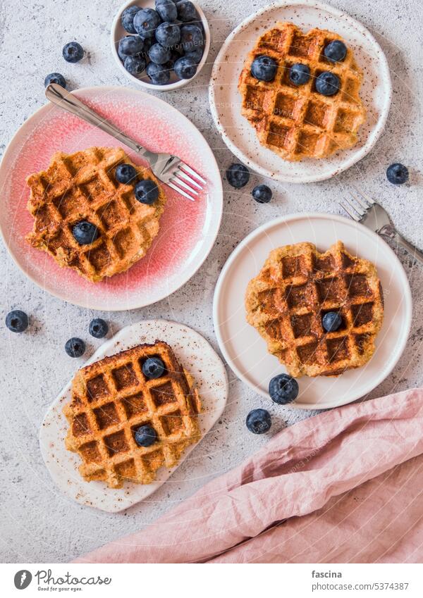 Healthy Gluten Free Oat Waffles. Copy Space top view oat waffles copy space belgian waffle healthy gluten-free oatmeal appetizing easy baked bakery breakfast