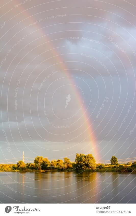 Rainbow over the Kiessee Thunder and lightning summer thunderstorms Sky Clouds Light Nature Colour photo Exterior shot Moody atmospheric Idyll tranquillity