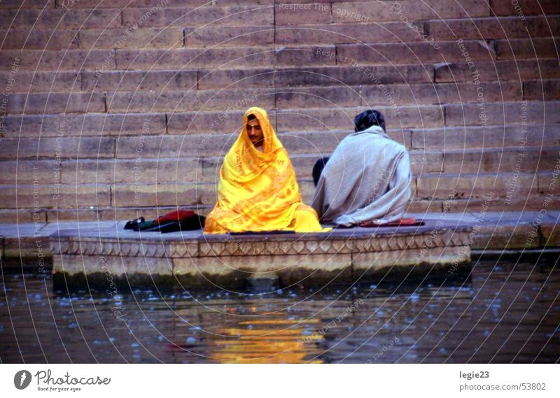 On the banks of the Ganges Ganga river India Varanasi