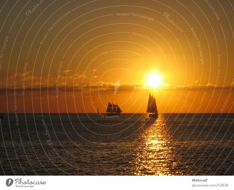 Sunset in Key West Sailboat Clouds Ocean Sky Florida Waves USA sea