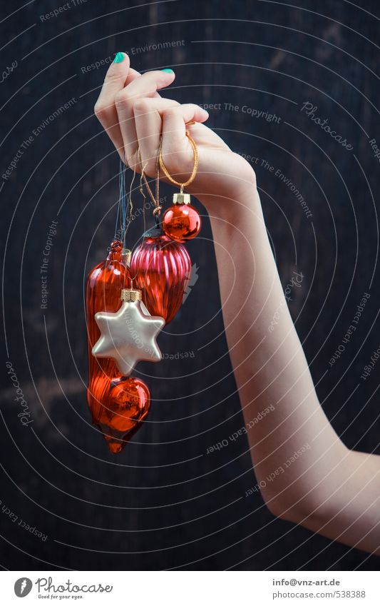 hand jewelry Lifestyle Elegant Style Decoration Feasts & Celebrations Christmas & Advent Young woman Youth (Young adults) Hand 1 Human being Glass Red Jewellery