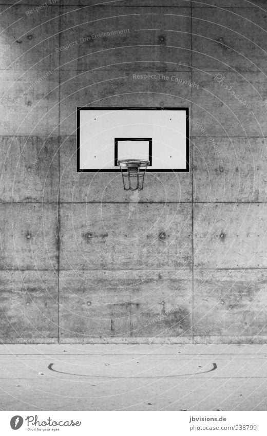 basketball hoop Leisure and hobbies Playing Sports Ball sports Basketball Basketball basket Athletic Town Gray Black White Black & white photo Exterior shot
