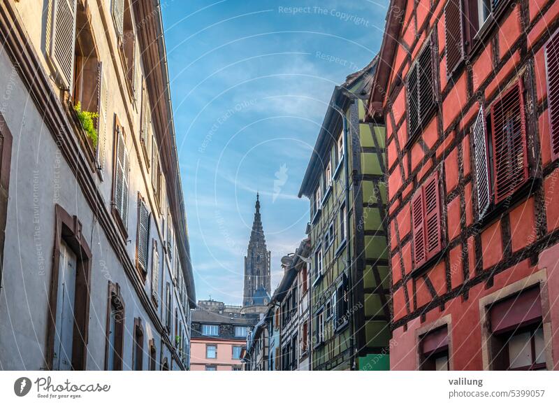 Architecture in the old town of Strasbourg, France Europe European alsace architecture attraction beautiful building city destination facade famous france