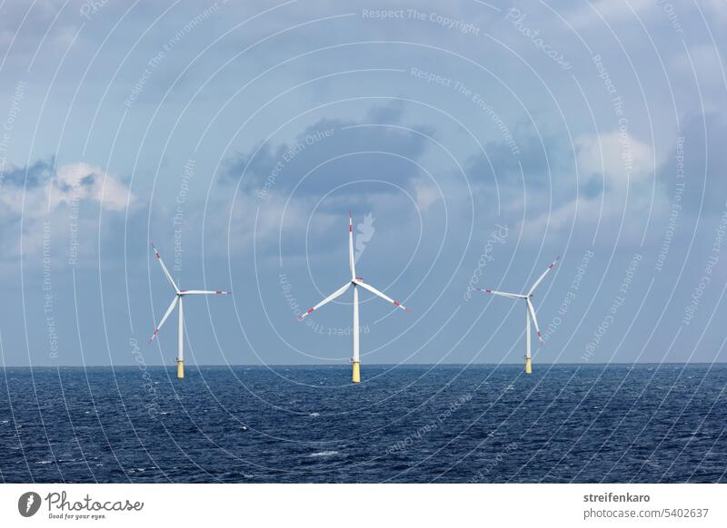 Offshore wind turbine in the North Sea Wind energy plant Energy industry Pinwheel Renewable energy Electricity Eco-friendly Environmental protection Alternative