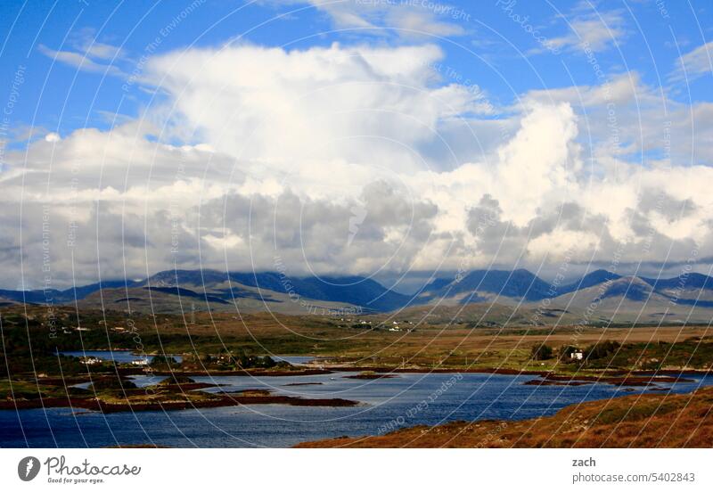 Connemara / Ireland Green Nature Landscape Clouds Meadow Grass Hill Water Lake Mountain hilly Sky cloudy