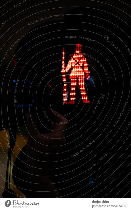 Around the world : traffic lights man in Denmark ampelmännchen Pedestrian traffic light Silhouette Symbols and metaphors Illuminate Artificial light