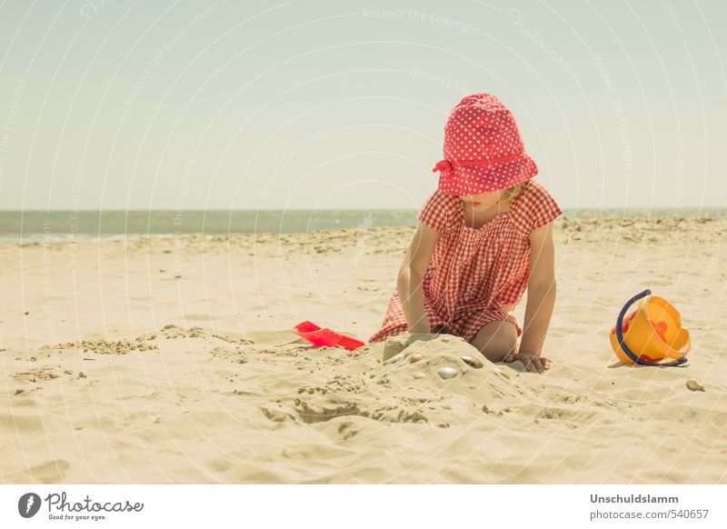 Time at the sea Lifestyle Relaxation Leisure and hobbies Playing Vacation & Travel Tourism Summer Summer vacation Beach Ocean Human being Girl Infancy