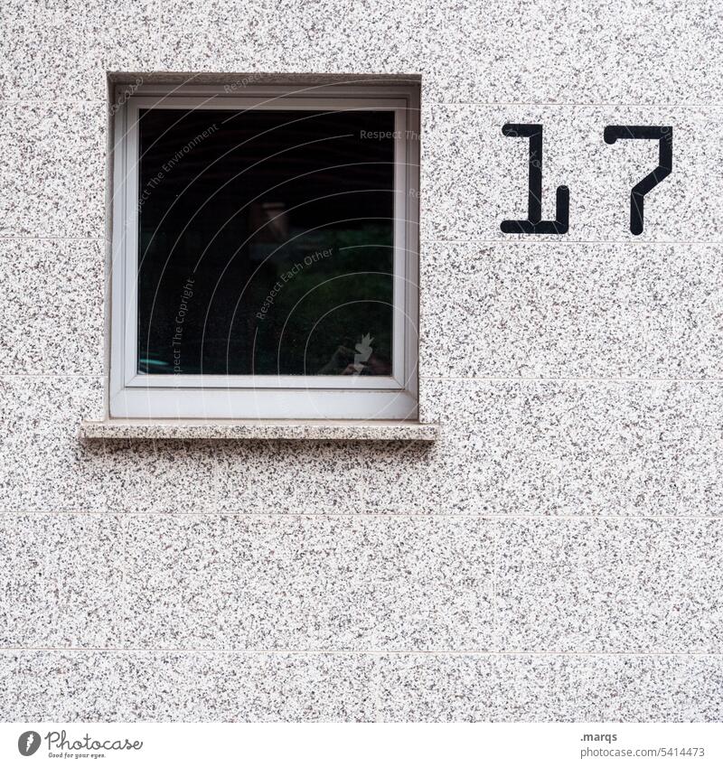 prime 17 Digits and numbers Signs and labeling Wall (building) seventeen Typography Characters house number plate House number trick 17 Window Typewriter font