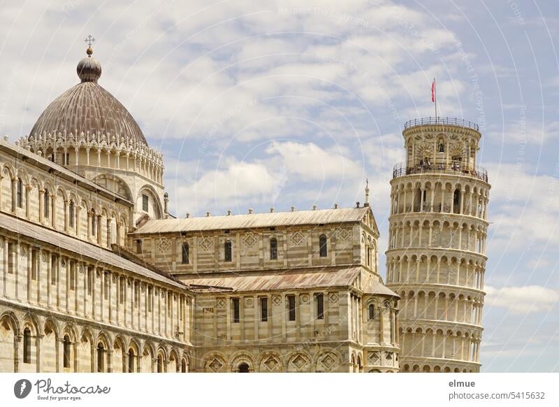 Leaning Tower of Pisa and part of the Cathedral slate tower of pisa Torre pendente di Pisa Landmark Italy Vacation & Travel Cathedral Santa Maria Assunta Blog