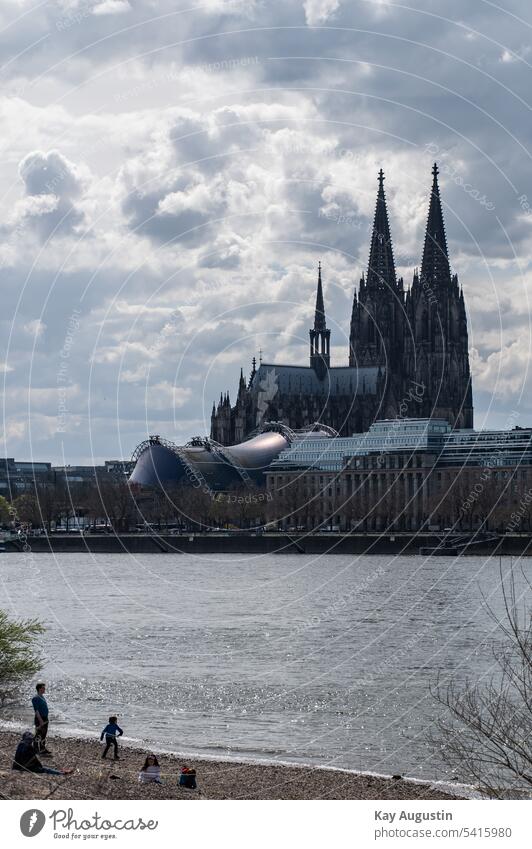 Enjoy Cologne on the banks of the Rhine rheinufer River Germany North Rhine-Westphalia Church Cathedral Cologne Cathedral Skyline Tourism Europe City cityscape